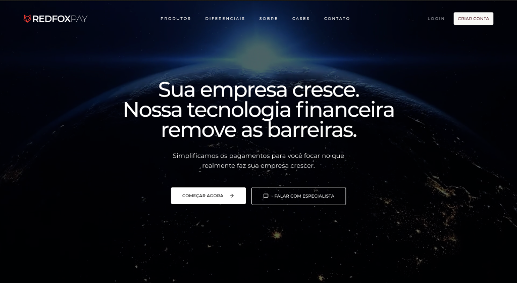 Screenshot do site Redfox Pay